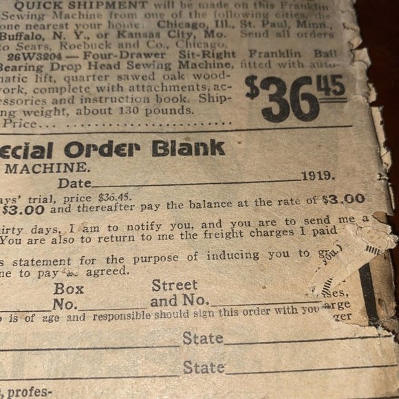 Vintage Sears Roebuck CO 1919 CatalogThe Bargin Counter Bulletin Advertisement - Picture 6 of 7